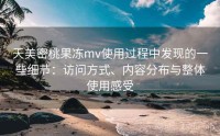 天美密桃果冻mv使用过程中发现的一些细节：访问方式、内容分布与整体使用感受