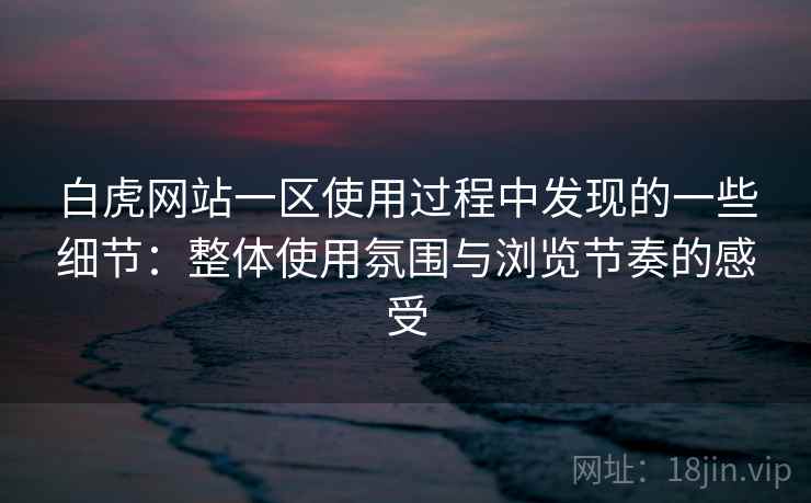 白虎网站一区使用过程中发现的一些细节：整体使用氛围与浏览节奏的感受