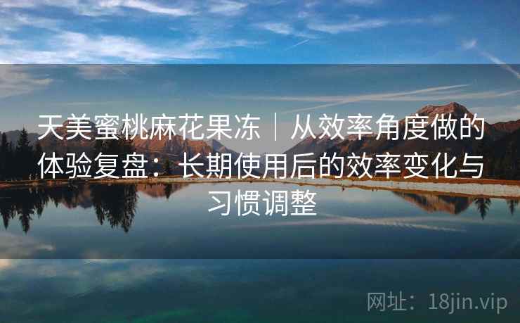 天美蜜桃麻花果冻｜从效率角度做的体验复盘：长期使用后的效率变化与习惯调整