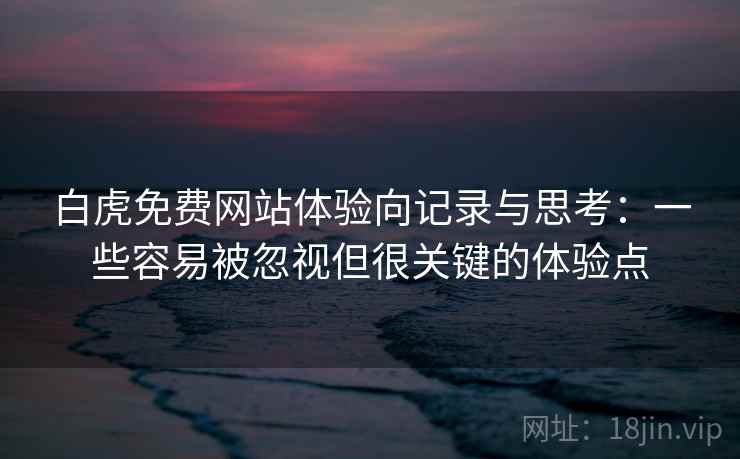 白虎免费网站体验向记录与思考:一些容易被忽视但很关键的体验点 白虎免费网站体验向记录与思考:一些容易被忽视但很关键的体验点
